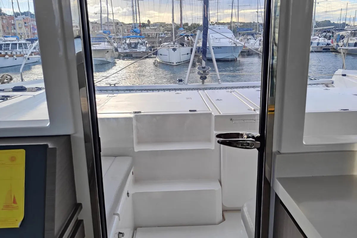 Lady Lety, a Leopard 45 catamaran at Procida, Italy