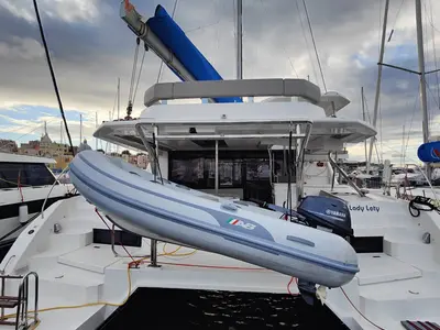 Lady Lety, a Leopard 45 catamaran at Procida, Italy
