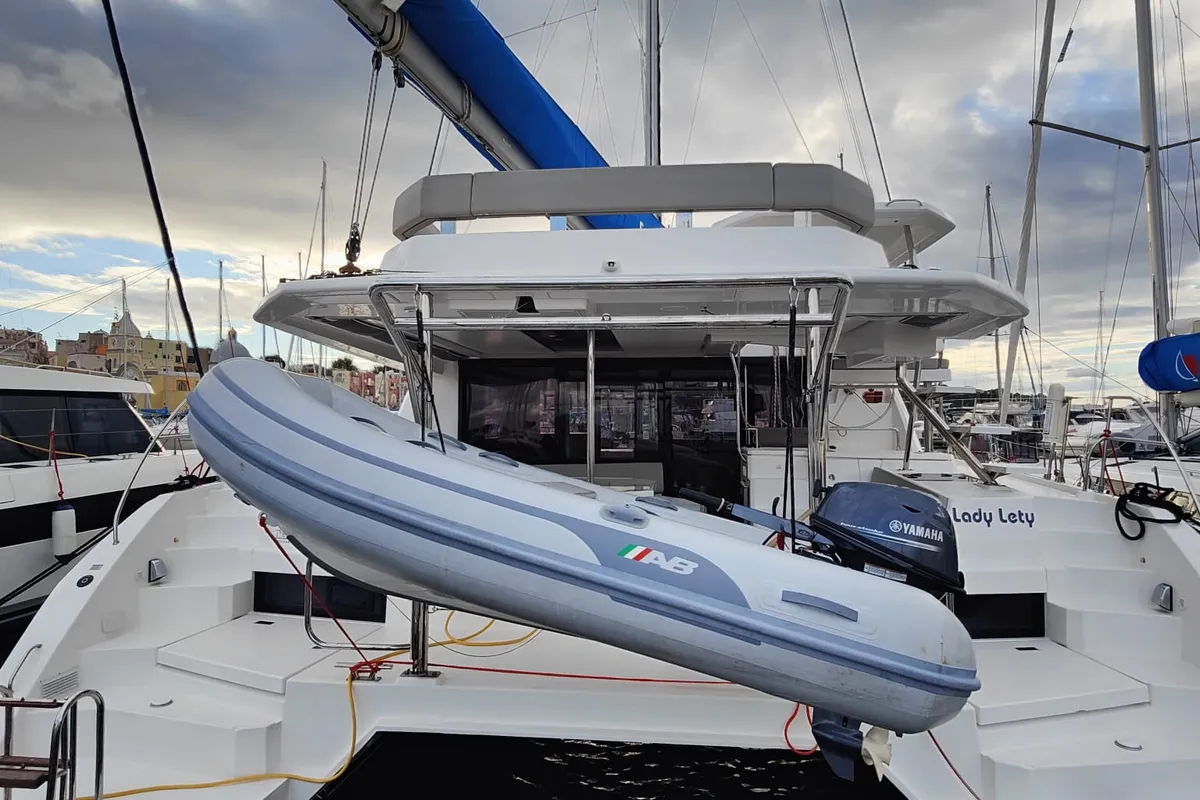 Lady Lety, a Leopard 45 catamaran at Procida, Italy