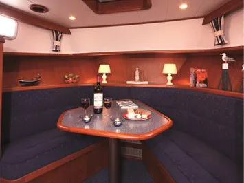 Salon of Nicole, a De Drait Kotterjacht 10.7 GL motorboat at Woudsend, Netherlands