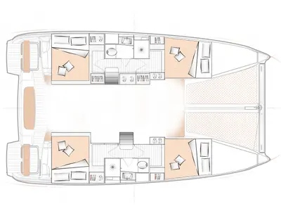 Floor plan of Zenith, a Excess 11 catamaran at Municipal Unit of Lefkada, Greece