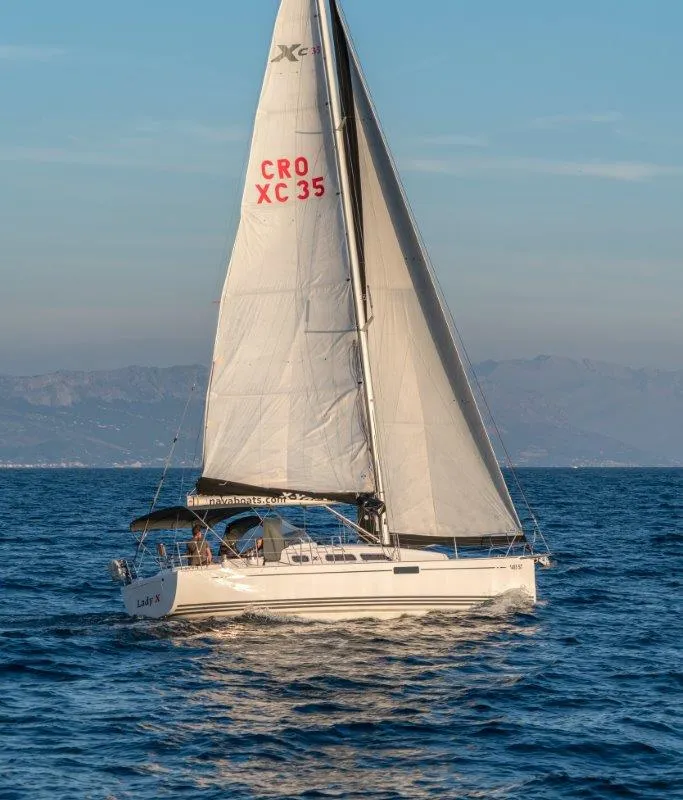 Exterior view of Lady X, a X-Yachts Xc 35 sailboat at Općina Rogoznica, Croatia