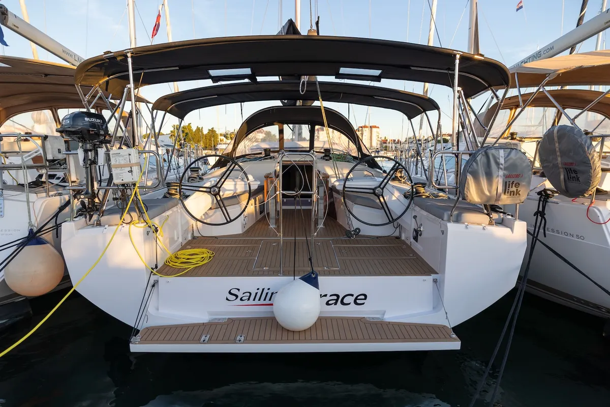 Exterior view of Sailing Grace, a Elan E6 sailboat at Biograd na Moru, Croatia
