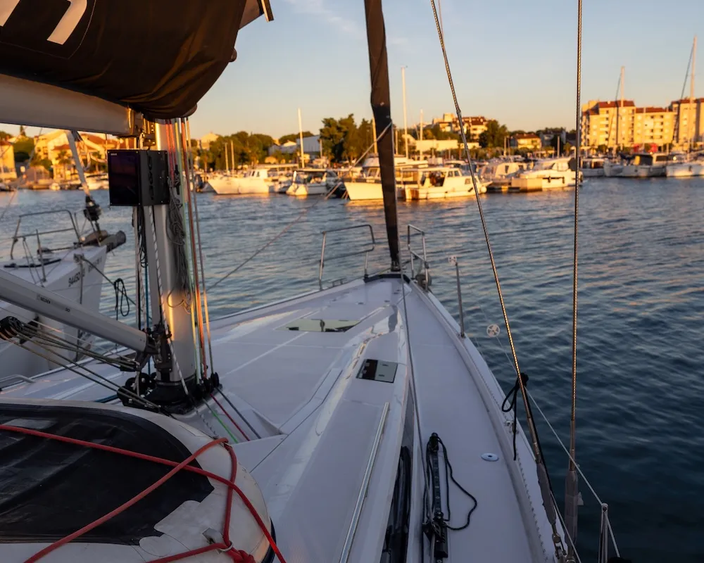 Deck of Sailing Grace, a Elan E6 sailboat at Biograd na Moru, Croatia