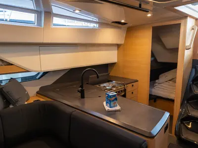 Galley of Sailing Grace, a Elan E6 sailboat at Biograd na Moru, Croatia