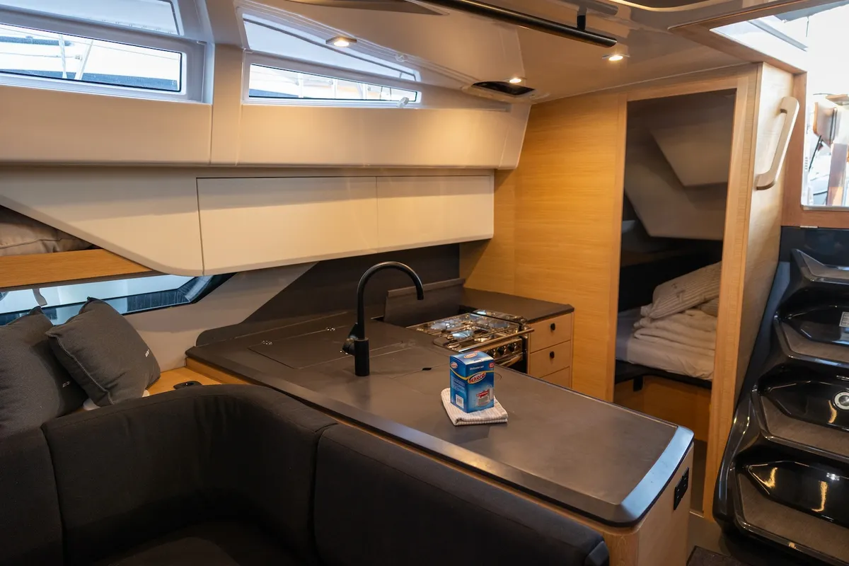 Galley of Sailing Grace, a Elan E6 sailboat at Biograd na Moru, Croatia