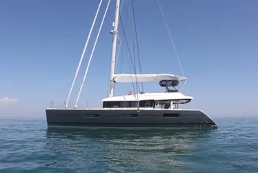 Deck of ZS, a Lagoon 620 catamaran at Ibiza, Spain