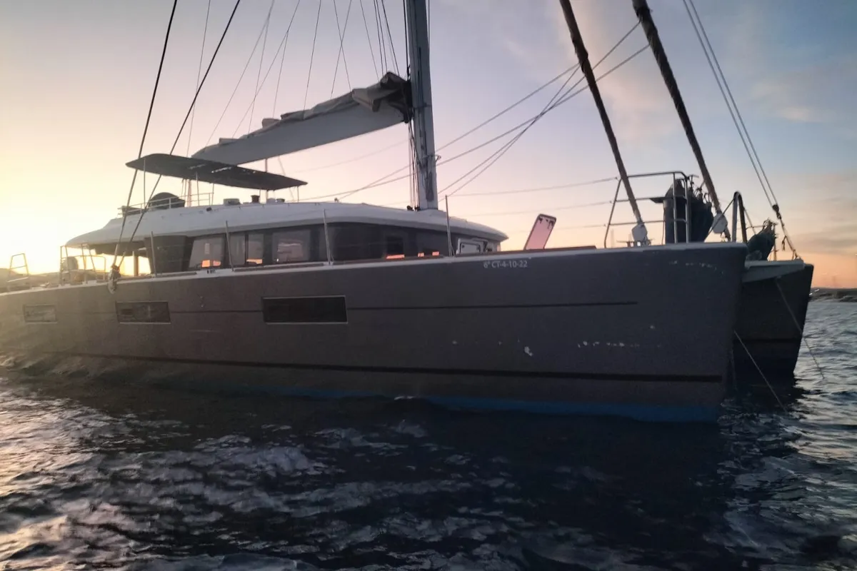 ZS, a Lagoon 620 catamaran at Ibiza, Spain
