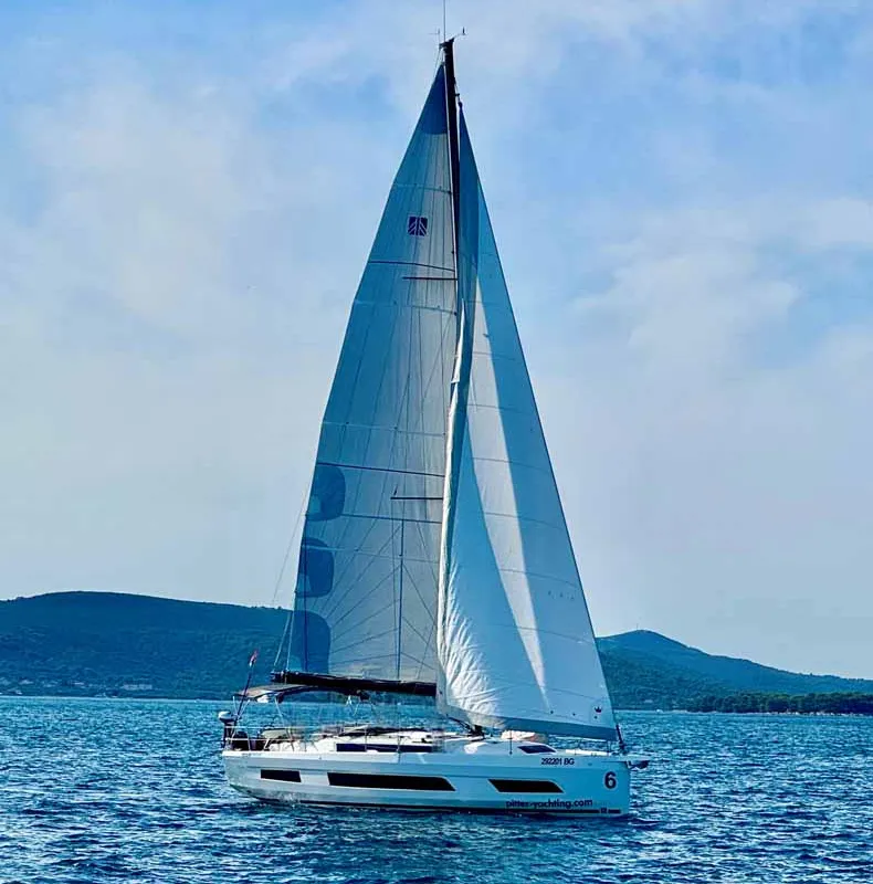 Exterior view of Leni, a Dufour 41 Performance sailboat at Grad Biograd na Moru, Croatia