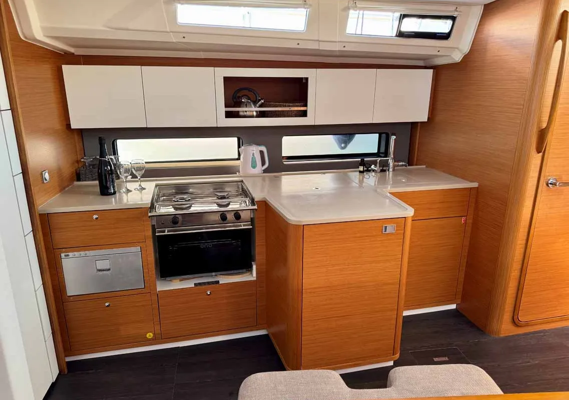 Galley of Leni, a Dufour 41 Performance sailboat at Grad Biograd na Moru, Croatia