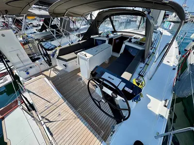 Cockpit of Leni, a Dufour 41 Performance sailboat at Grad Biograd na Moru, Croatia