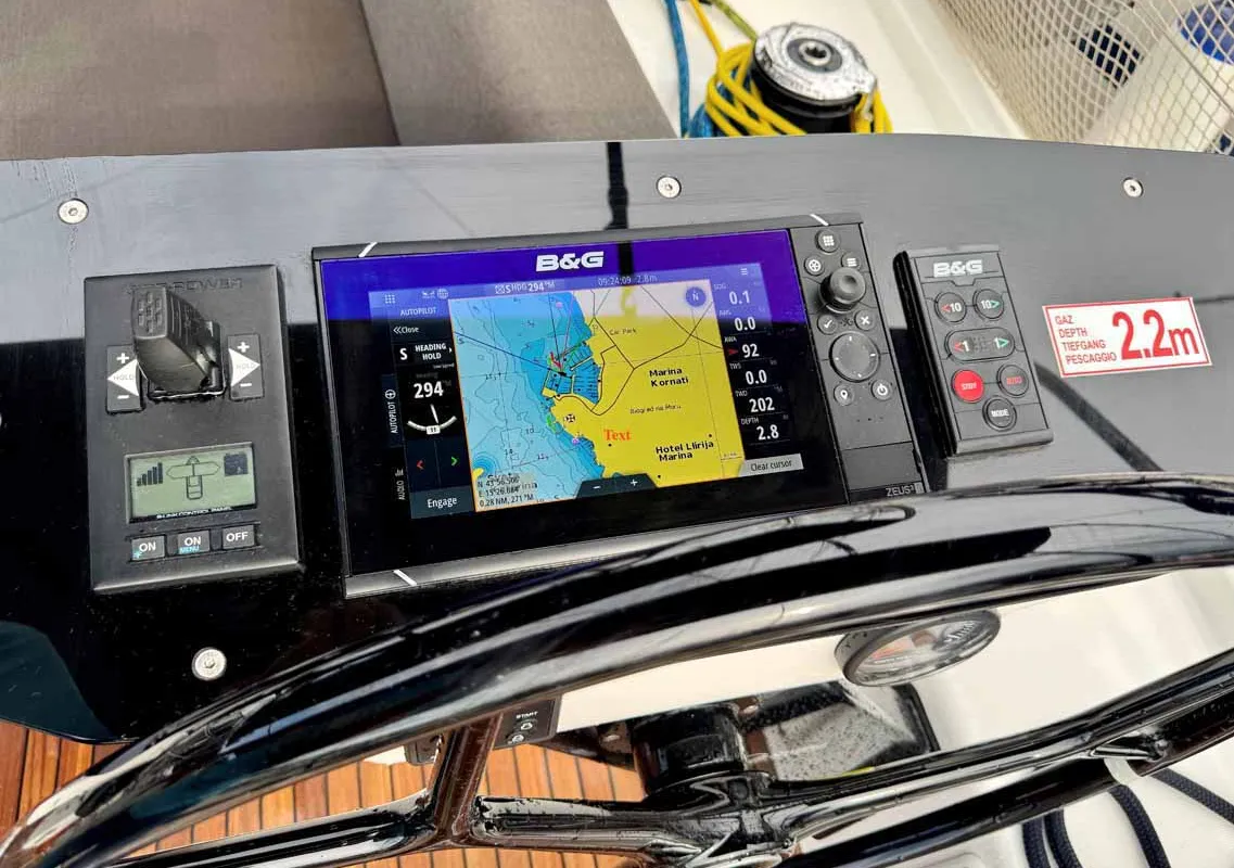 Cockpit of Leni, a Dufour 41 Performance sailboat at Grad Biograd na Moru, Croatia