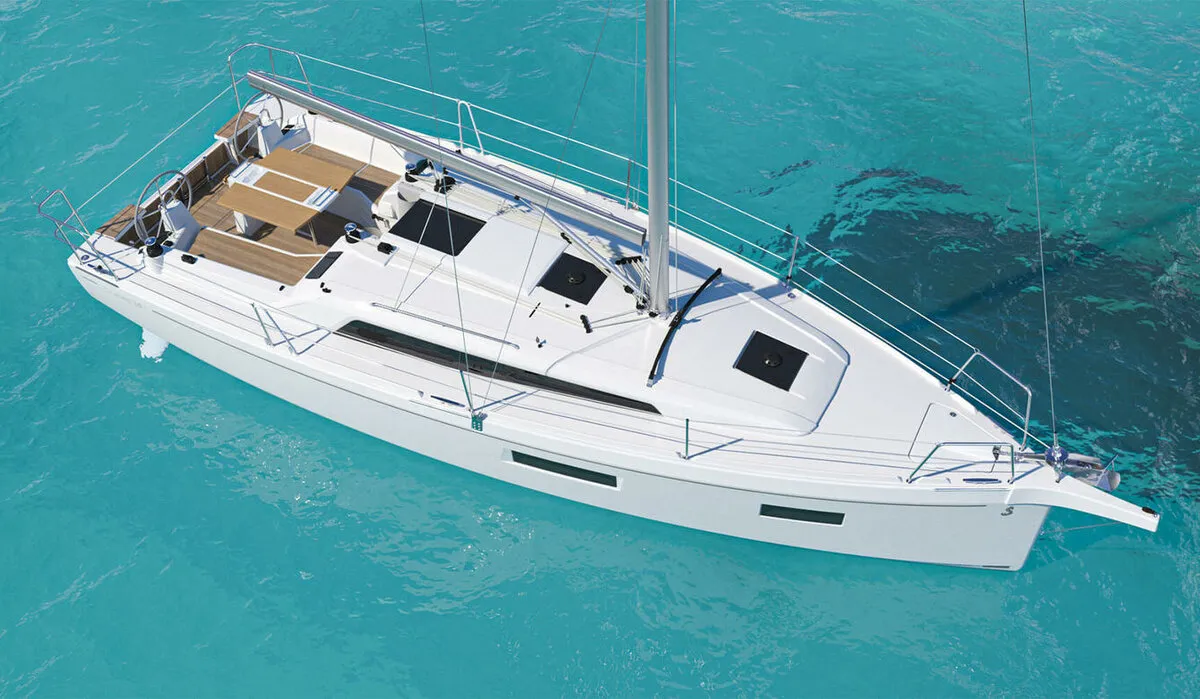Exterior view of Sail Altair, a Beneteau Oceanis 34.1 sailboat at Marmaris, Turkey