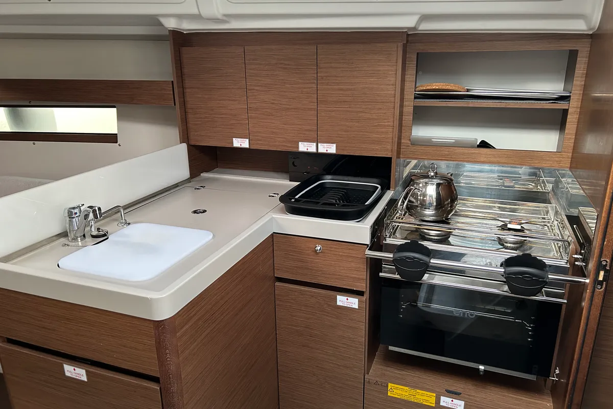 Galley of Sail Altair, a Beneteau Oceanis 34.1 sailboat at Marmaris, Turkey