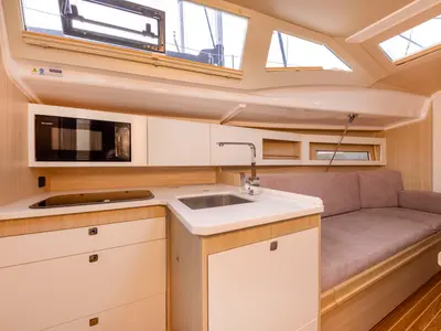 Galley of Wyspa Pajecza, a Northman Maxus 34 sailboat at Sztynort, Poland