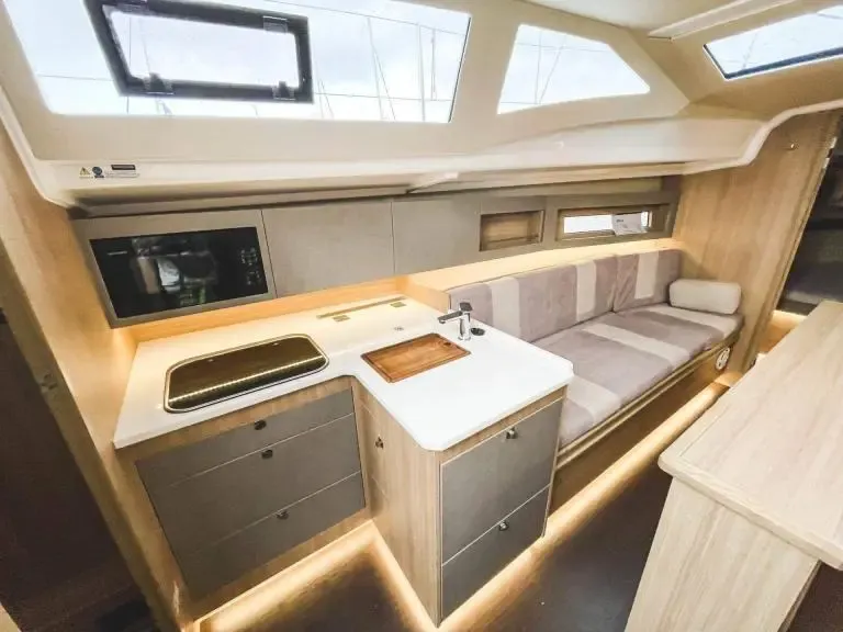 Galley of Wyspa Pajecza, a Northman Maxus 34 sailboat at Sztynort, Poland
