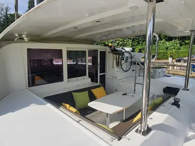 Deck of Chirouble, a Lagoon 421 catamaran at Baan Salak Phet, Thailand