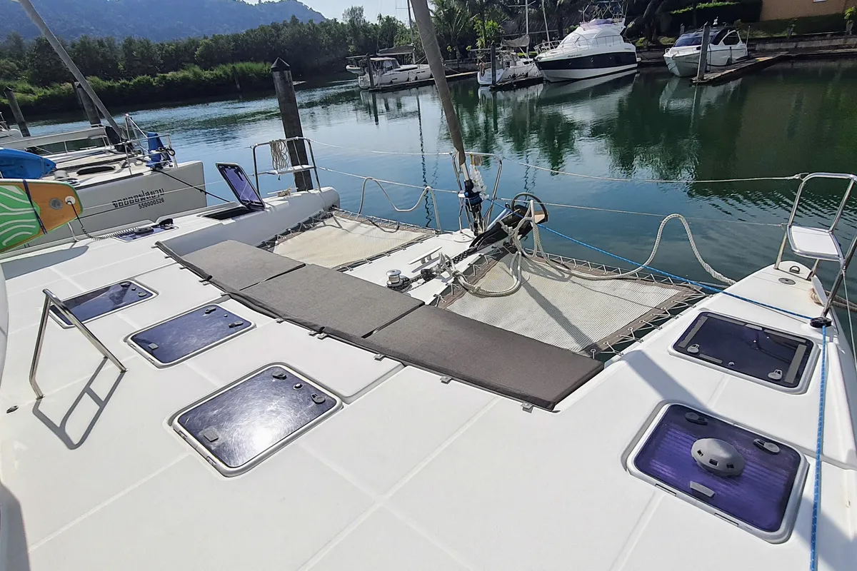 Deck of Chirouble, a Lagoon 421 catamaran at Baan Salak Phet, Thailand
