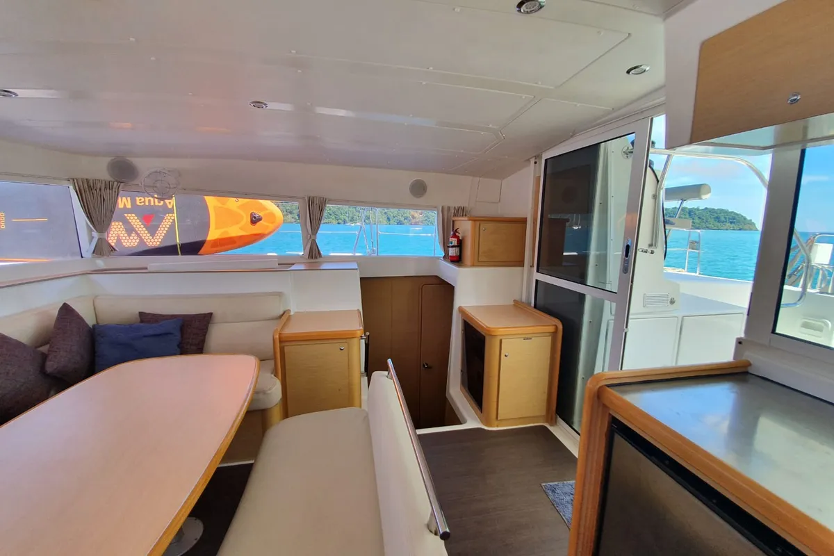 Salon of Chirouble, a Lagoon 421 catamaran at Baan Salak Phet, Thailand