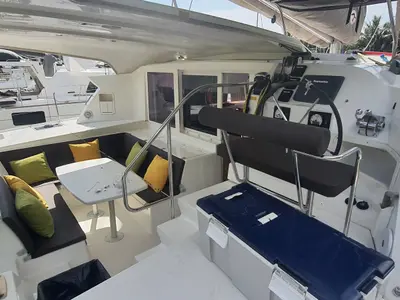 Cockpit of Chirouble, a Lagoon 421 catamaran at Baan Salak Phet, Thailand