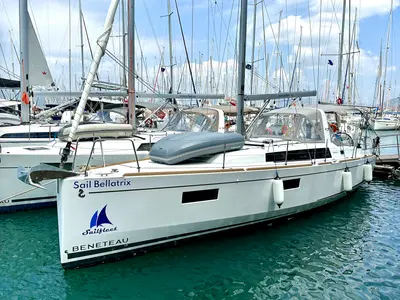 Cockpit of Sail Bellatrix, a Beneteau Oceanis 38.1 sailboat at Fethiye, Turkey