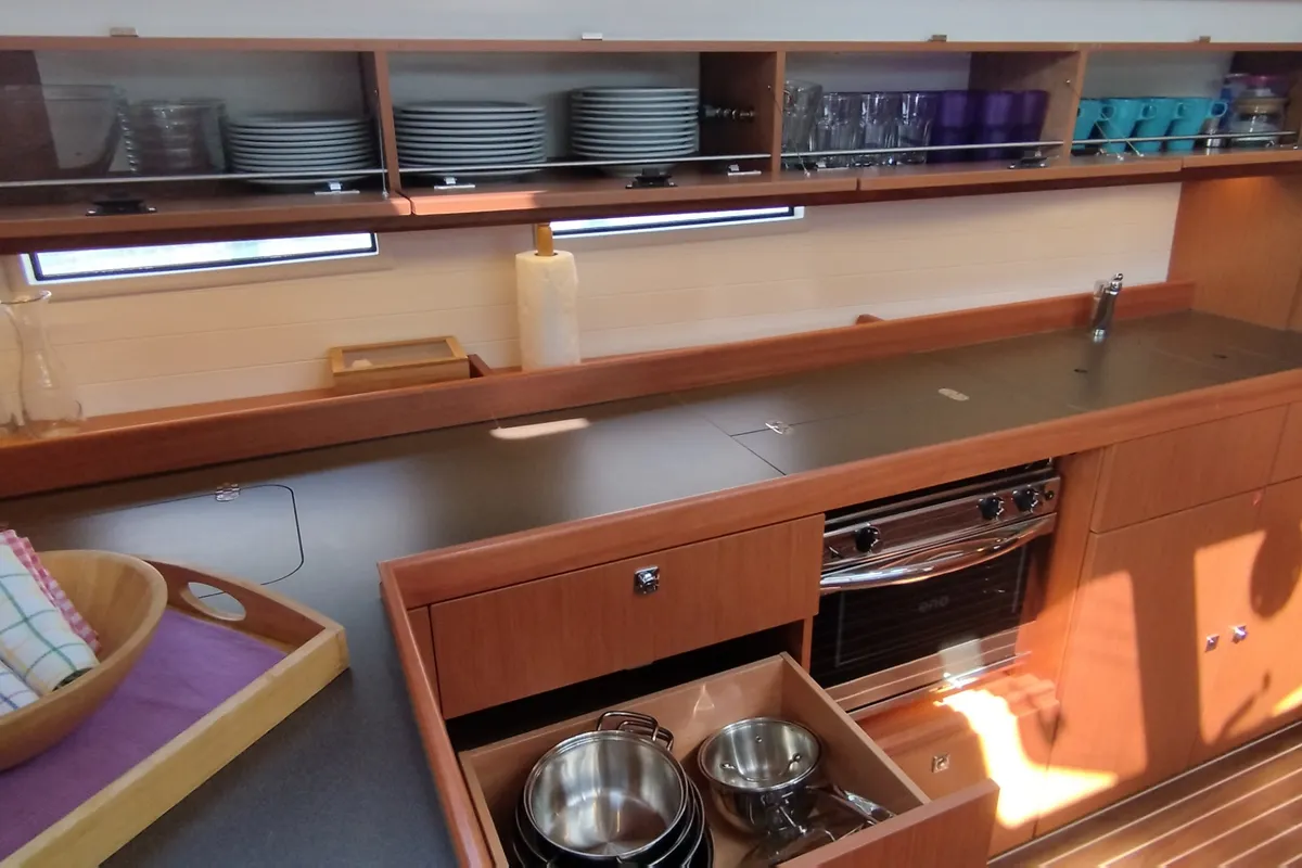 Galley of Mirka 5, a Bavaria Cruiser 46 sailboat at Split, Croatia