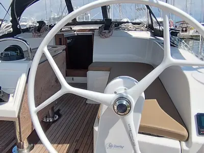 Cockpit of Mirka 5, a Bavaria Cruiser 46 sailboat at Split, Croatia