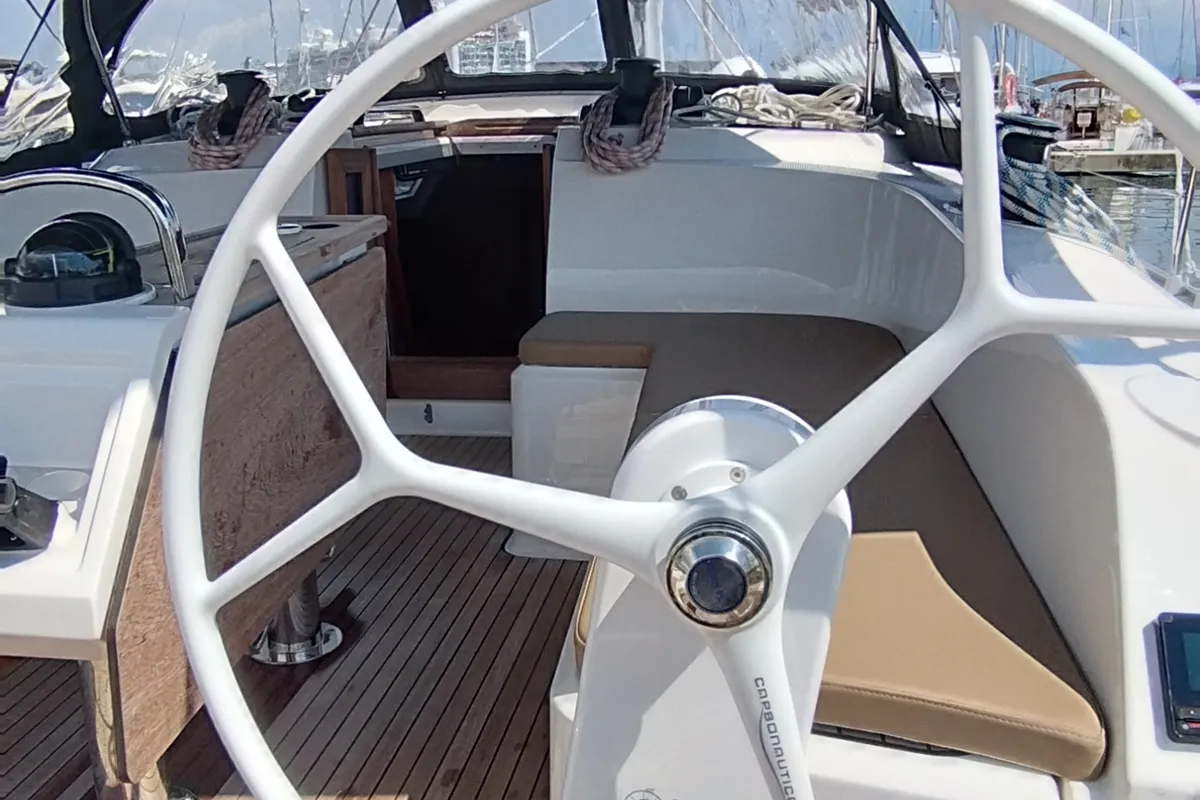 Cockpit of Mirka 5, a Bavaria Cruiser 46 sailboat at Split, Croatia