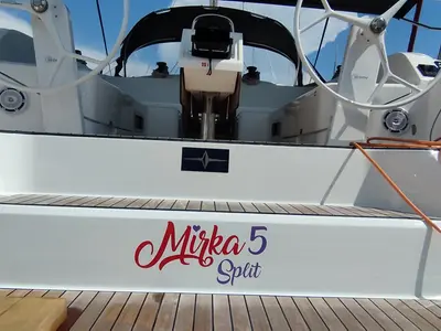 Deck of Mirka 5, a Bavaria Cruiser 46 sailboat at Split, Croatia