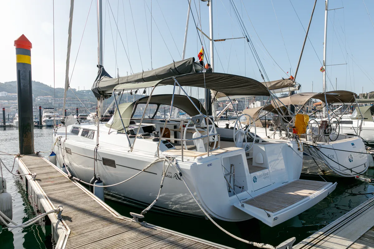 Exterior view of Kraken, a Hanse 415 sailboat at Baiona, Spain