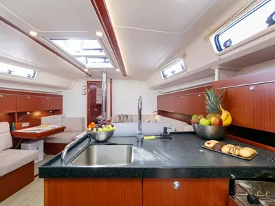 Galley of Kraken, a Hanse 415 sailboat at Baiona, Spain