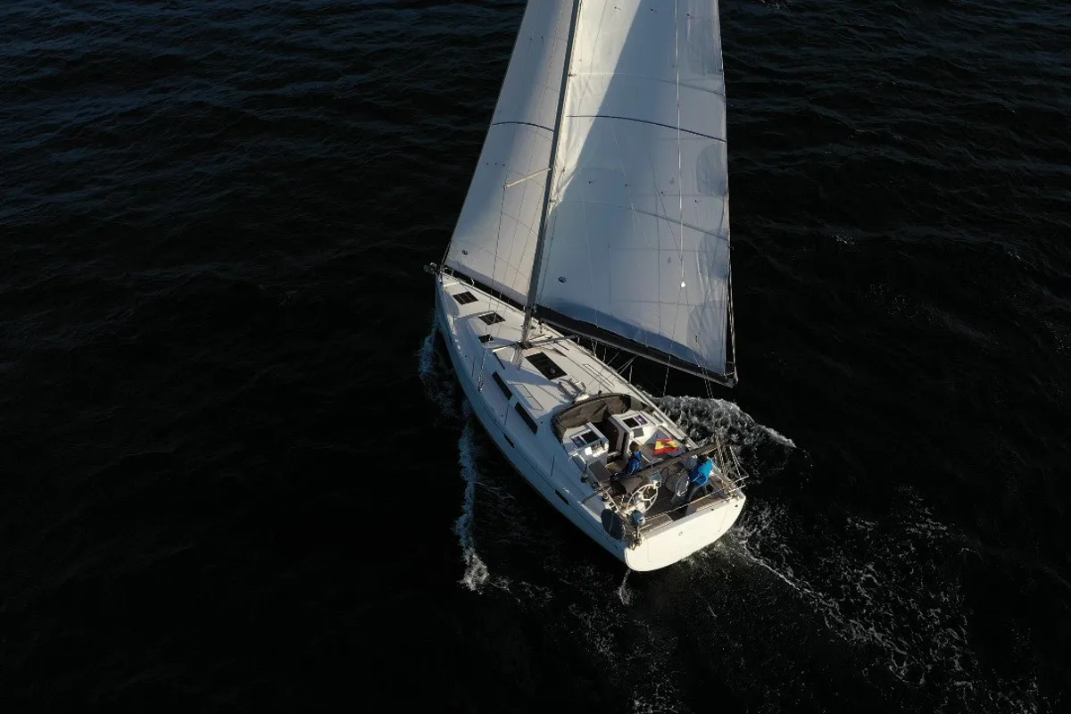 Kraken, a Hanse 415 sailboat at Baiona, Spain