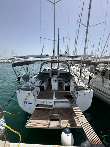 Cockpit of Taurus, a Jeanneau Sun Odyssey 440 sailboat at Općina Sukošan, Croatia