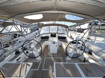 Cockpit of Auf Kurs, a Beneteau Oceanis 46.1 sailboat at Grad Trogir, Croatia