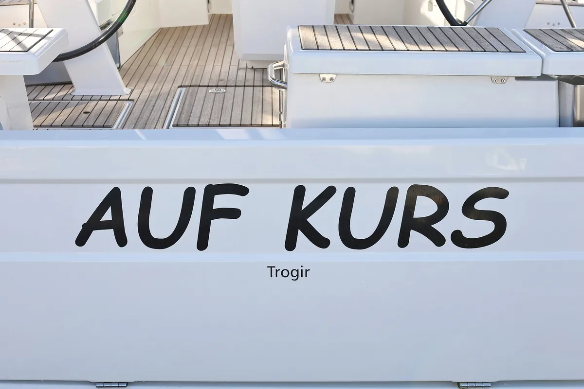 Exterior view of Auf Kurs, a Beneteau Oceanis 46.1 sailboat at Grad Trogir, Croatia