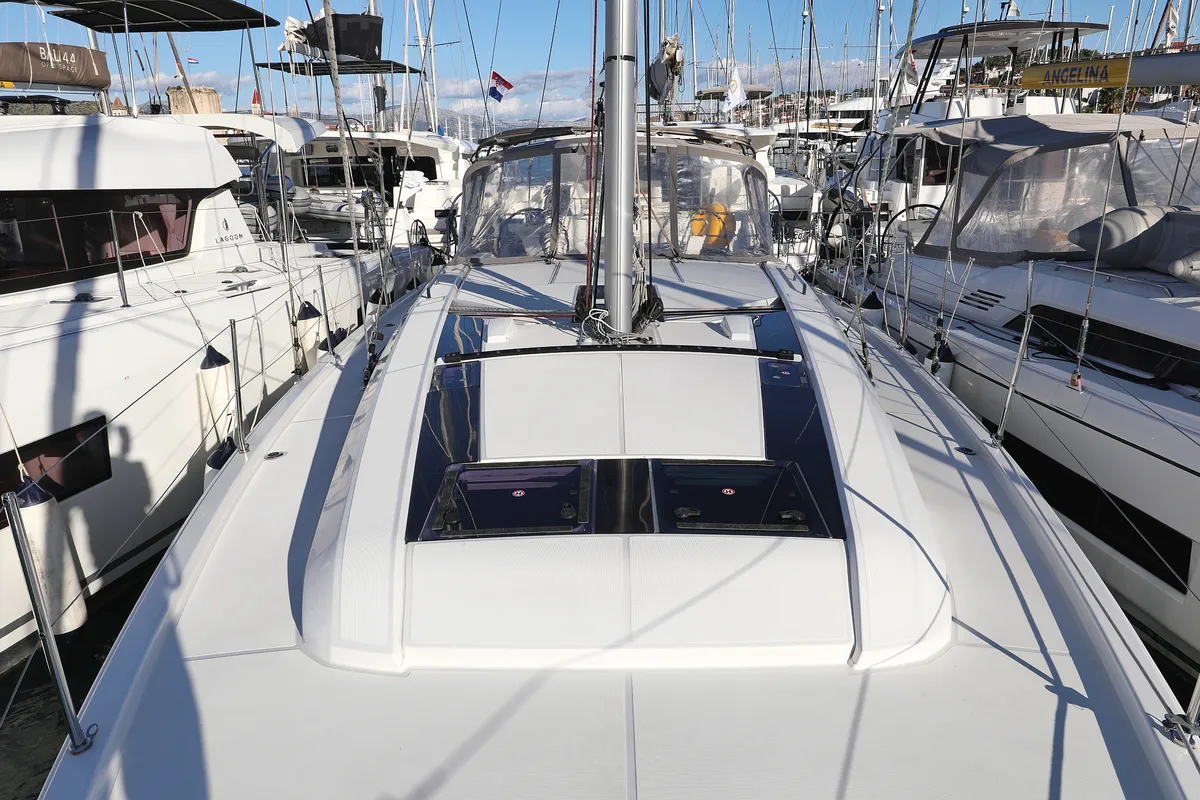 Deck of Auf Kurs, a Beneteau Oceanis 46.1 sailboat at Grad Trogir, Croatia