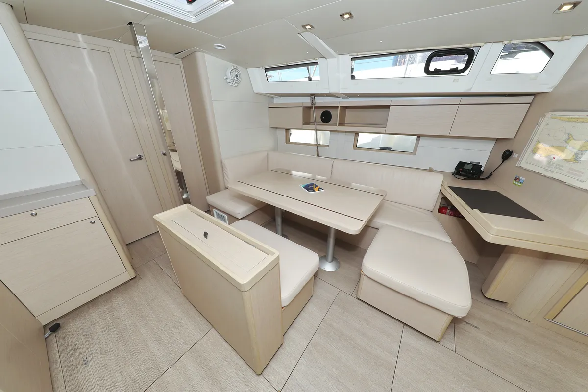Salon of Auf Kurs, a Beneteau Oceanis 46.1 sailboat at Grad Trogir, Croatia