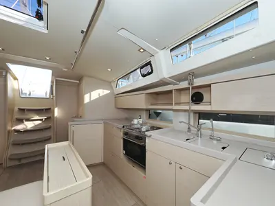 Galley of Auf Kurs, a Beneteau Oceanis 46.1 sailboat at Grad Trogir, Croatia