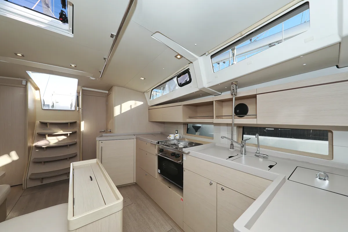 Galley of Auf Kurs, a Beneteau Oceanis 46.1 sailboat at Grad Trogir, Croatia