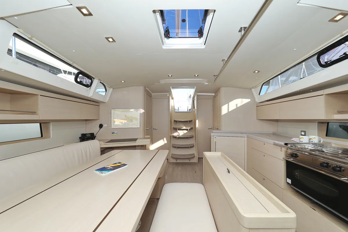 Salon of Auf Kurs, a Beneteau Oceanis 46.1 sailboat at Grad Trogir, Croatia