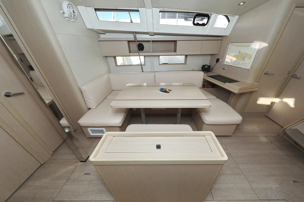 Salon of Auf Kurs, a Beneteau Oceanis 46.1 sailboat at Grad Trogir, Croatia