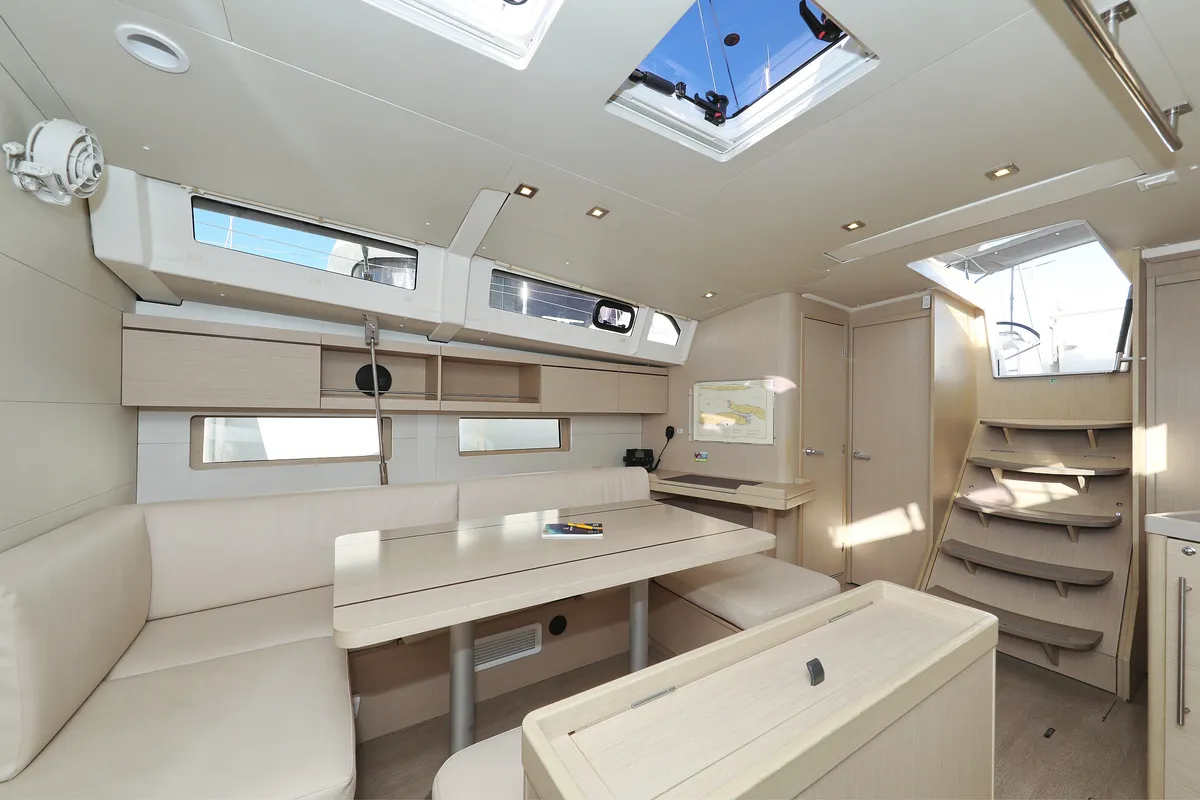 Salon of Auf Kurs, a Beneteau Oceanis 46.1 sailboat at Grad Trogir, Croatia