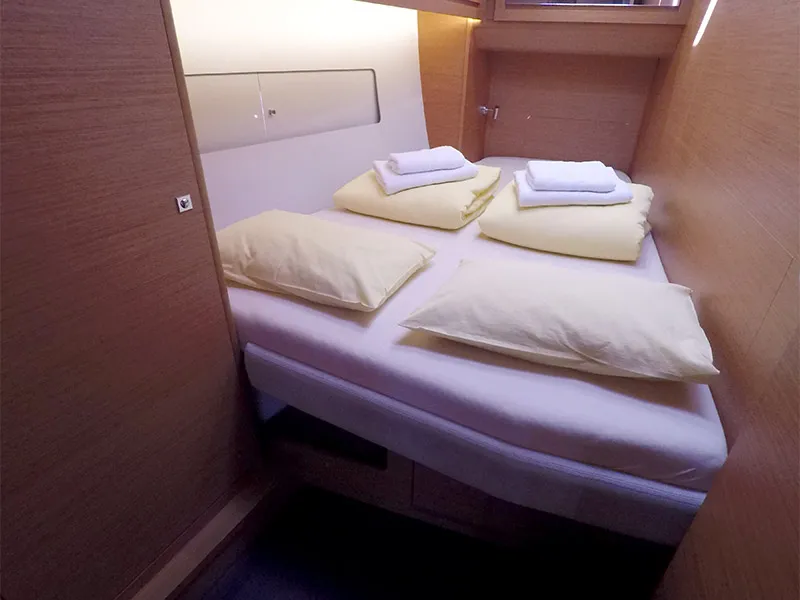 Cabin on Adelante, a Dufour 470 sailboat at Grad Šibenik, Croatia