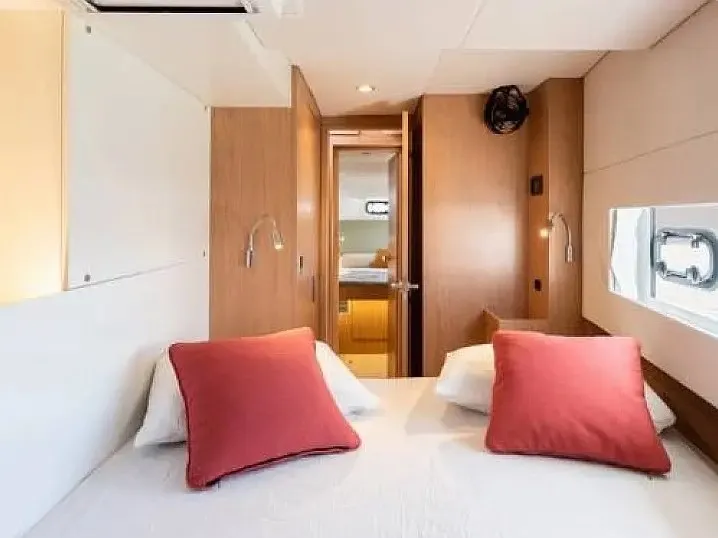 Cabin on Free Wheeler, a Bali Catsmart catamaran at Procida, Italy
