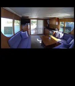 Salon of Atil, a Tuzla motor yacht at Marmaris, Turkey