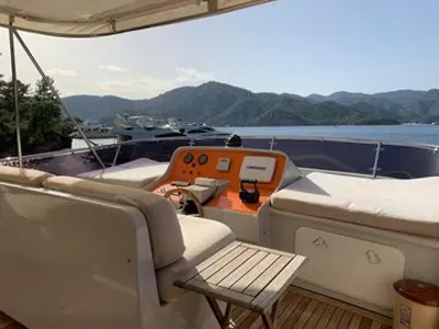 Cockpit of Atil, a Tuzla motor yacht at Marmaris, Turkey