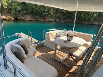 Deck of Atil, a Tuzla motor yacht at Marmaris, Turkey
