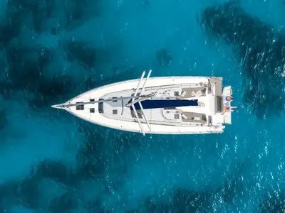 Exterior view of Moorings 41.3 Exclusive, a Dufour 41 sailboat at Road Town, British Virgin Islands