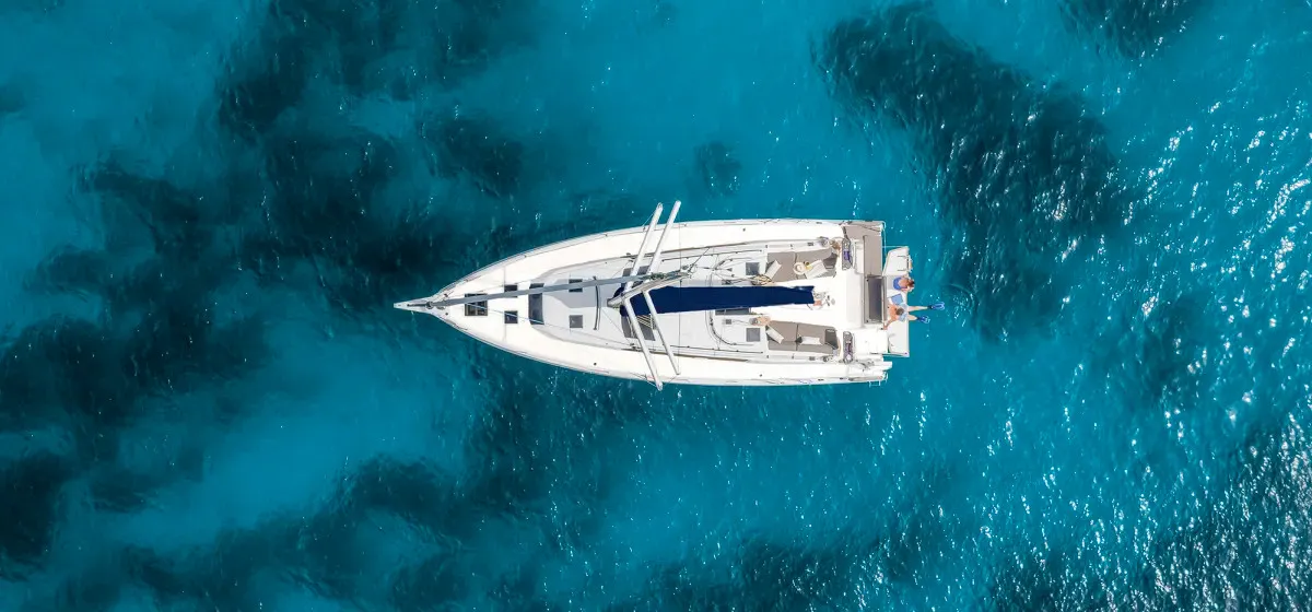 Exterior view of Moorings 41.3 Exclusive, a Dufour 41 sailboat at Road Town, British Virgin Islands