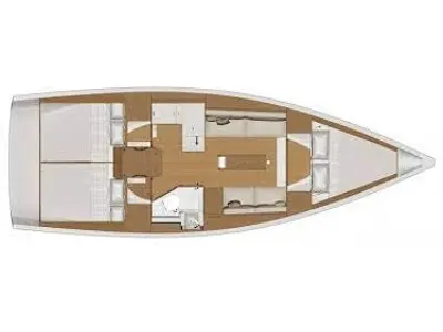 Floor plan of Estelle, a Dufour 360 Grand Large sailboat at Fisksätra, Sweden